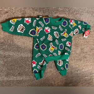 Sears Max Active Vintage Two-Piece Outfit Forest Friends Green Vintage 12 Months